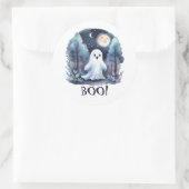 Niedliches Gespenst Geist im Wald Halloween ラウンドシール (バッグ)