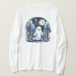 Niedliches Gespenst Geist im Wald Longsleeve  Tシャツ