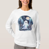 Niedliches Gespenst Geist im Wald Longsleeve Tシャツ (正面)