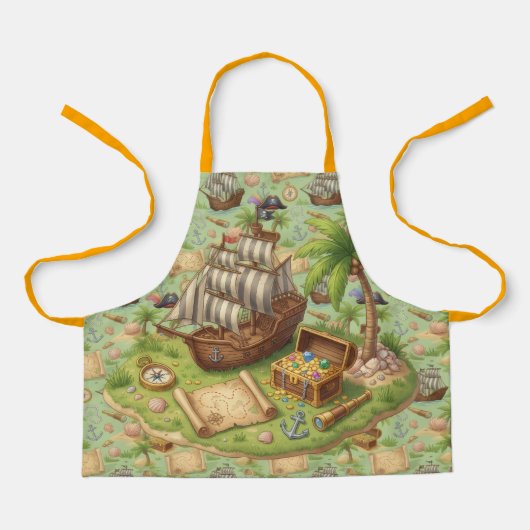 Niedliches Piraten Abenteuer Muster エプロン (正面)