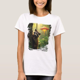 niedliches Waschbär-UFO-Design Tシャツ