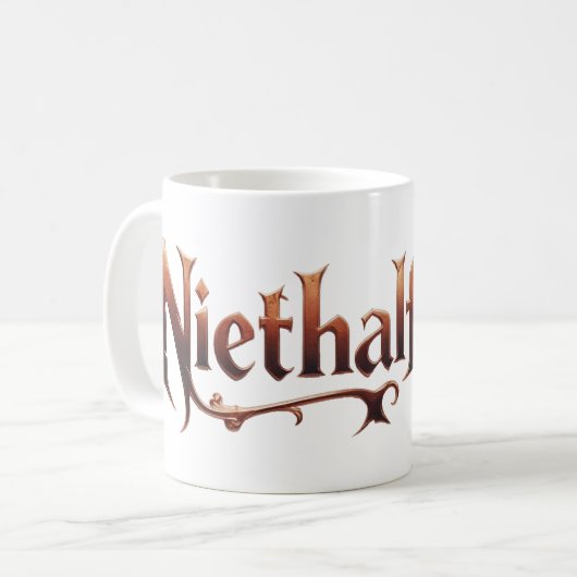 Niethalf mit Text コーヒーマグカップ (正面左)