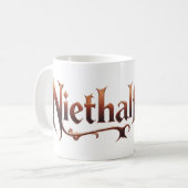 Niethalf mit Text コーヒーマグカップ (正面左)
