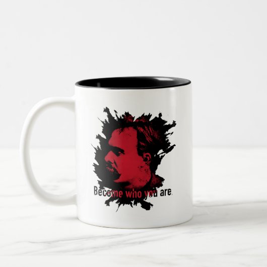 Nietzscheの引用文の哲学のマグ ツートーンマグカップ (左)