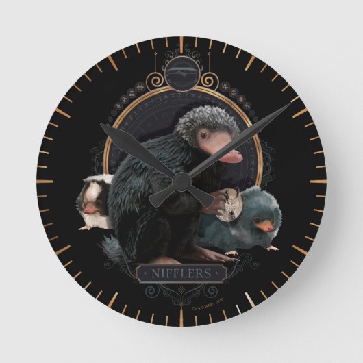 NIFFLER™sアールヌーボーポートレート ラウンド壁時計 (正面)