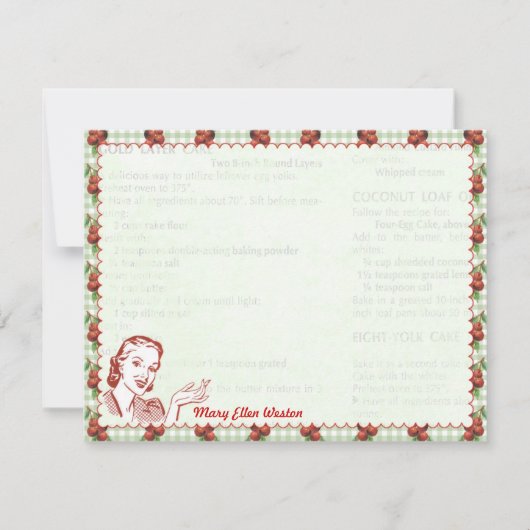 Nifty 50'sさくらんぼGal パーソナライズされた Flat noteカード 招待状 (正面)