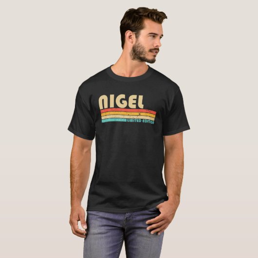 NIGEL名パーソナライズされたおもしろいレトロヴィンテージ誕生日 Tシャツ (正面フル)