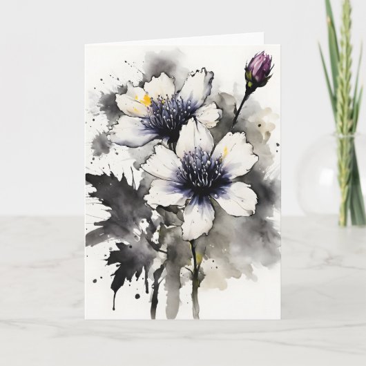 Nigella - Watercolor flowers カード (正面)
