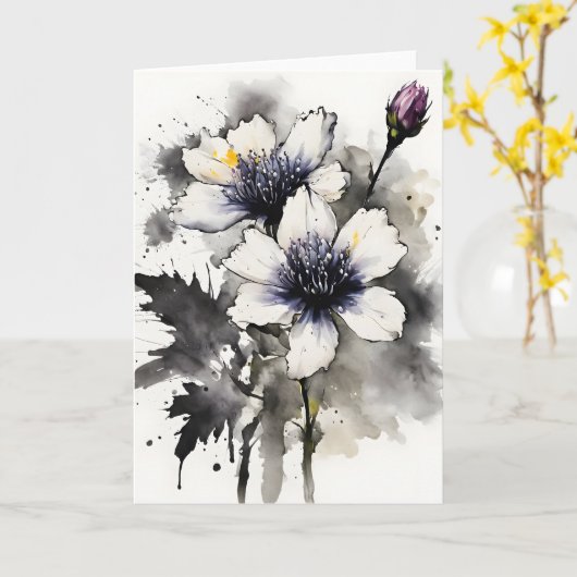 Nigella - Watercolor flowers カード (黄色い花)