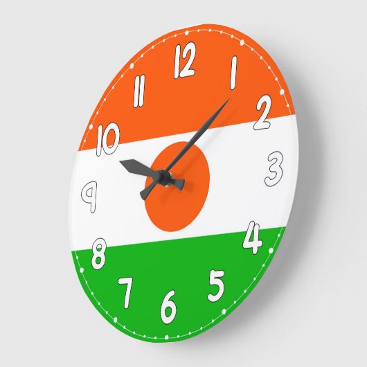 Niger Flag Wall Clock – Patriotic Home & Office De ラージ壁時計 (傾斜)