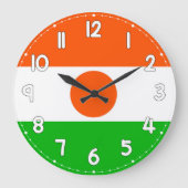 Niger Flag Wall Clock – Patriotic Home & Office De ラージ壁時計 (正面)