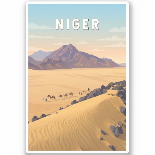 Niger Illustration Travel Art Vintage シール (正面)