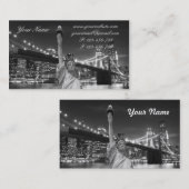Nighのブルックリン橋そして自由の女神 名刺 (正面/裏面)