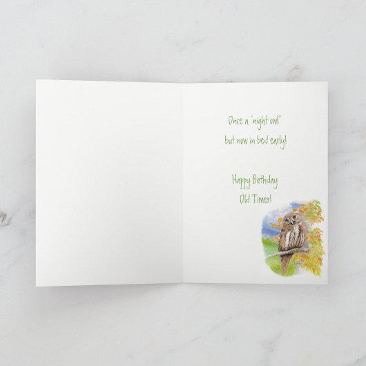 Night おもしろい Owl 103番目の誕生日古いカスタム カード (内部)