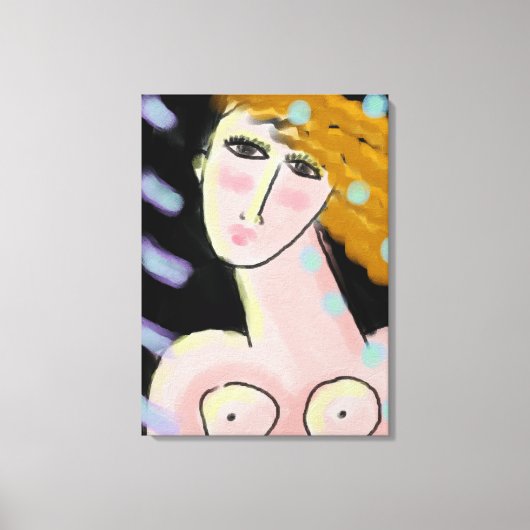 Night 2抽象芸術デジタルポートレートの女性 キャンバスプリント (正面)