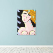 Night 2抽象芸術デジタルポートレートの女性 キャンバスプリント (インサイチュ (ウッドフロア))