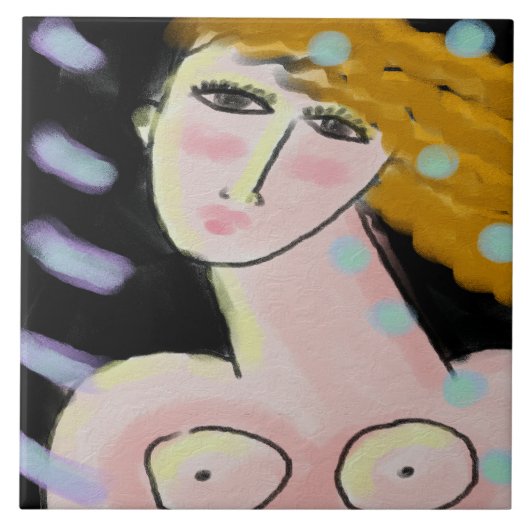 Night 2抽象芸術デジタルポートレートの女性 タイル (正面)