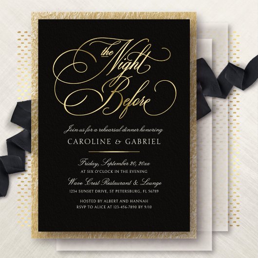 Night Before Formal Rehearsal Dinner 箔招待状