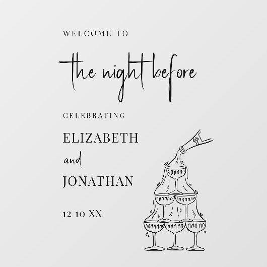 Night Before Rehearsal Dinner Mirror Welcome Sign ウィンドウサイン (シート)