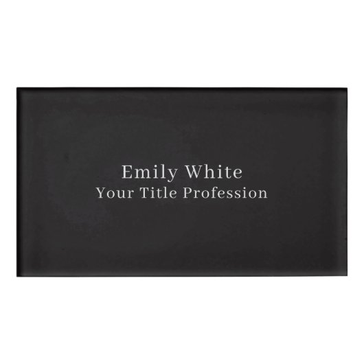 Night Black Plain Elegant Professional Modern 名札 (正面)