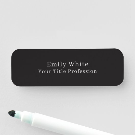 Night Black Plain Elegant Professional Modern 名札 (インサイチュ)