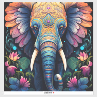 Night Blooming Mandala Elephant シール