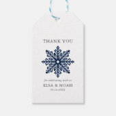 NIGHT BLUEシンプル SNOWFLAKE結婚's Thank You ギフトタグ (正面)