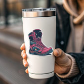 Night Camping Pink Hiking Boot Sticker | Die-Cut シール