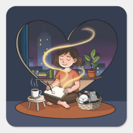 Night Creator Cozy Heart Window Art スクエアシール