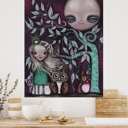 Night Creatures Owls ポスター (キッチン)