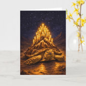 Night Desert Sulca Tortoise birthday cake mountain カード (黄色い花)