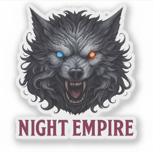 Night Empire Wolf Sticker – Custom-Cut Vinyl Decal シール (正面)