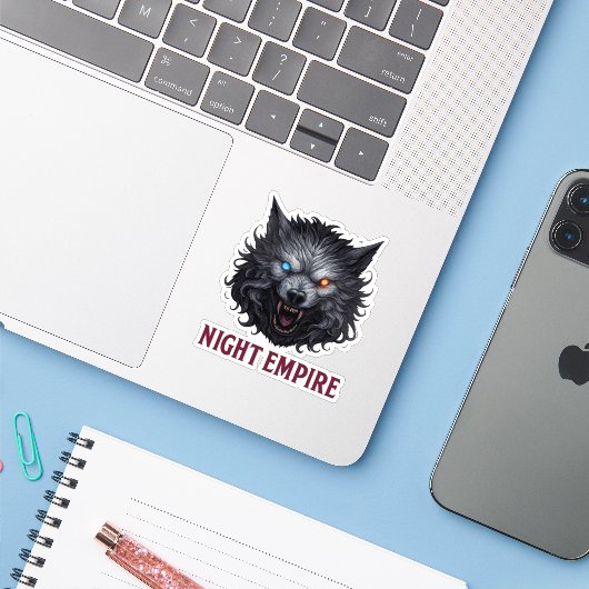 Night Empire Wolf Sticker – Custom-Cut Vinyl Decal シール (ノートパソコンとiPhone)