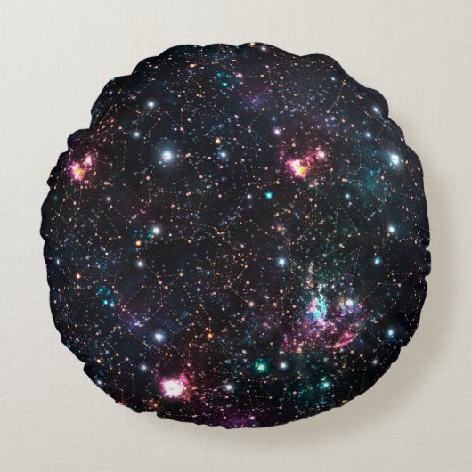 Night Galaxy Space PrintSeamless Pattern in Repeat ラウンドクッション (正面)