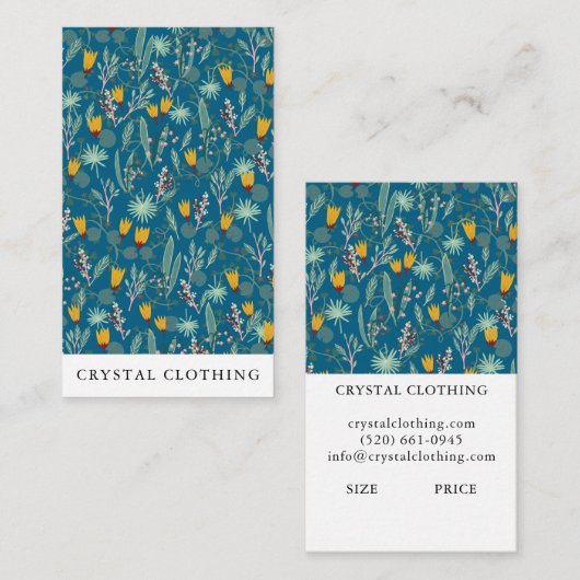 Night Garden Botanical Chic Modern Hang Tag 名刺 (正面/裏面)