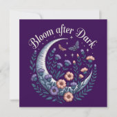 Night Garden Faux Embroidered Moon with Moths カード (正面)