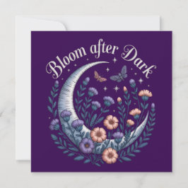 Night Garden Faux Embroidered Moon with Moths カード