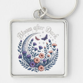 Night Garden Faux Embroidered Moon with Moths キーホルダー