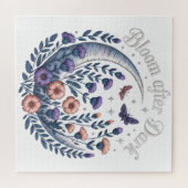 Night Garden Faux Embroidered Moon with Moths ジグソーパズル (横)