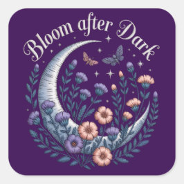 Night Garden Faux Embroidered Moon with Moths スクエアシール