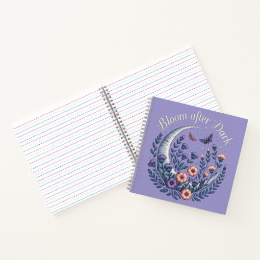 Night Garden Faux Embroidered Moon with Moths ノートブック (内部)