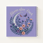 Night Garden Faux Embroidered Moon with Moths ノートブック (裏面)