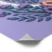 Night Garden Faux Embroidered Moon with Moths ポスター (角)