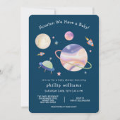 Night Green Galaxy Space Moon Star Baby Shower 招待状 (正面)