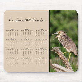 Night Heron: Customize full year 2026 calendar  マウスパッド