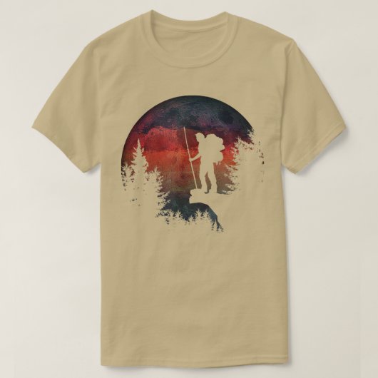 Night Hiking Trekking Lovers Watercolor Moon In Th Tシャツ (デザイン正面)