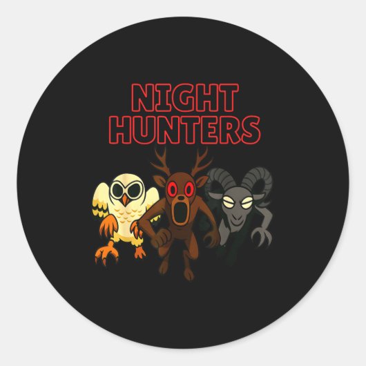 Night Hunters. 3 Animals In The Forest. Cool Gamer ラウンドシール (正面)