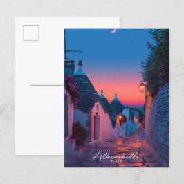 Night in Alberobello Italyヴィンテージ旅行 ポストカード