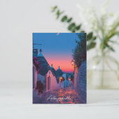 Night in Alberobello Italyヴィンテージ旅行 ポストカード (スタンド正面)