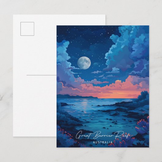 Night in Barrier 素晴らし Reef Australia Travel ポストカード (正面/裏面)